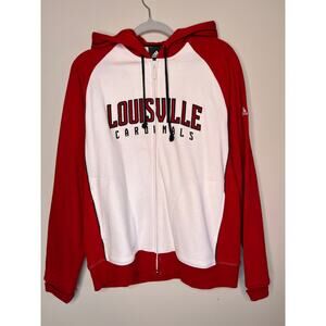 2000s Adidas Louisville Cardinals Red White Color Block Sports Hooded Jacket XL